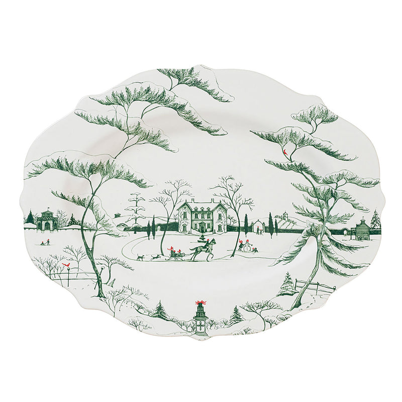 Country Estate Winter Frolic Platter Evergreen