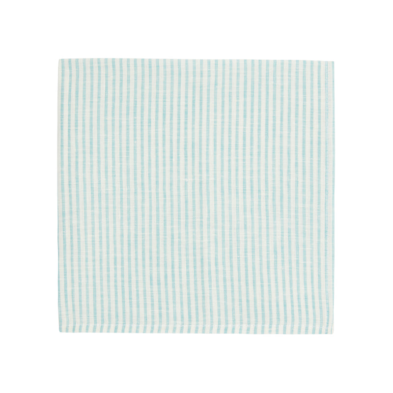 Napkin Stripe 54cm x 54cm - Aqua and White