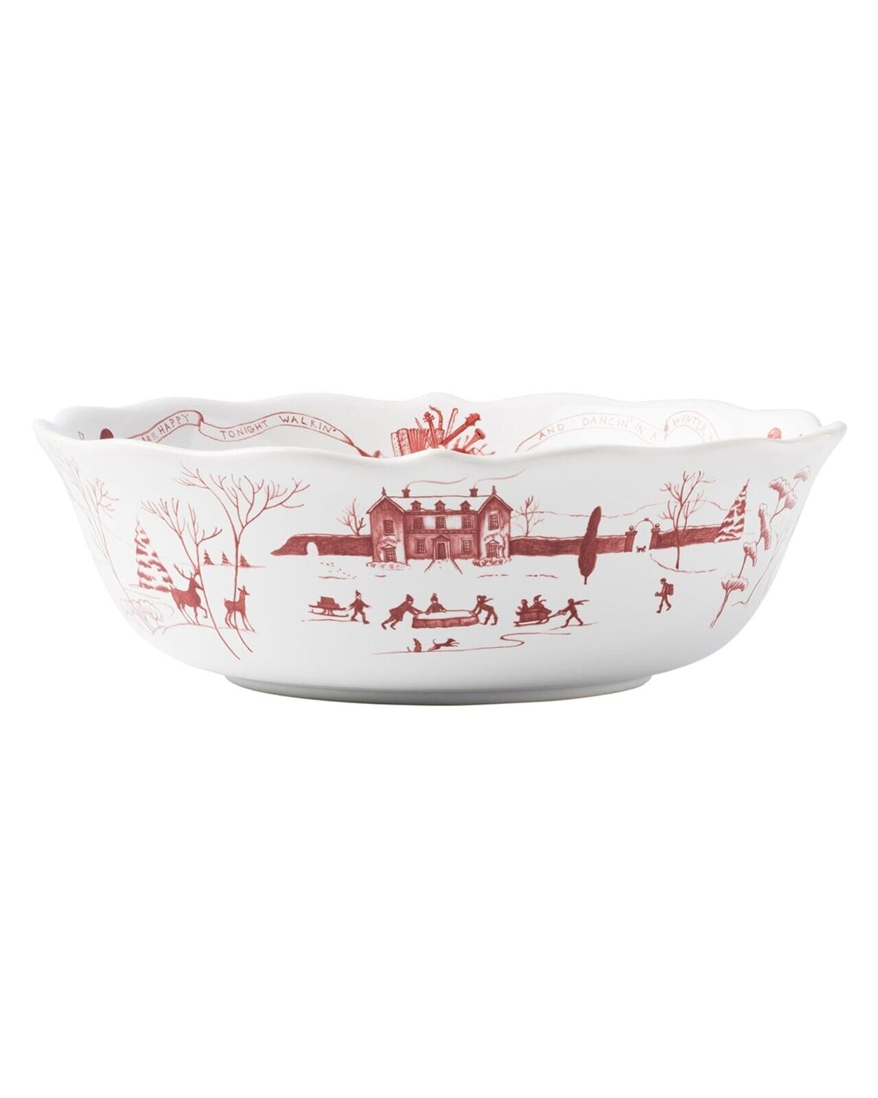 Country Estate Winter Frolic Serving Bowl Ruby