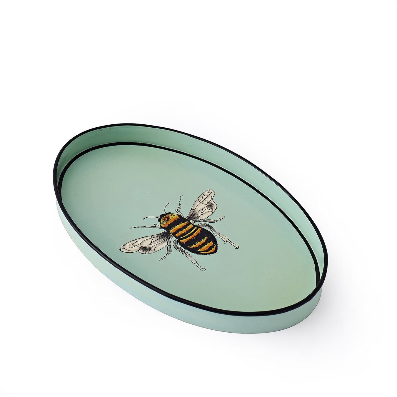 Iron Tray Oval Bee Blue