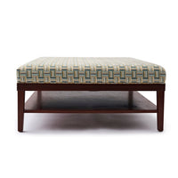 Handel Footstool Custom Size in Attwood Green/ Ivory/ Taupe