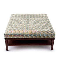 Handel Footstool Custom Size in Attwood Green/ Ivory/ Taupe