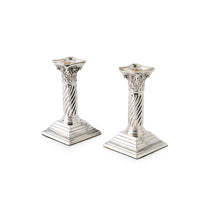 A Pair Of Victorian Silver Plated Spiral Turned Short Candlesticks C1890