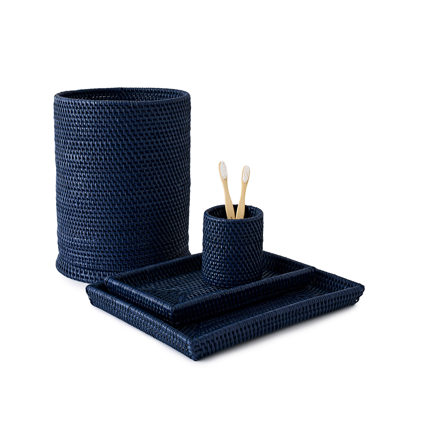 Dalton Nested Trays Rattan Navy