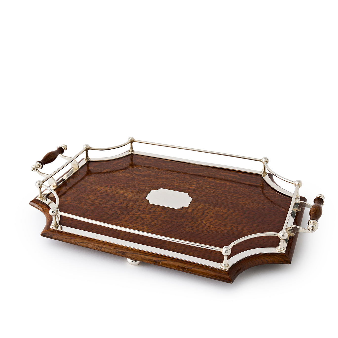 A Victorian Silver Plated And Oak Drinks Tray C1890