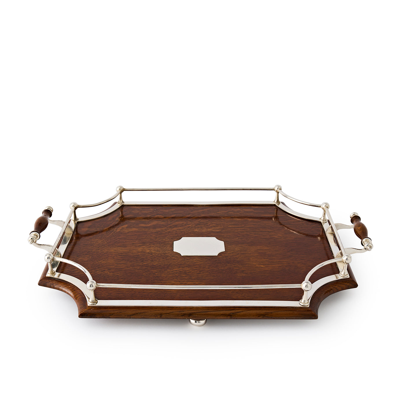 A Victorian Silver Plated And Oak Drinks Tray C1890