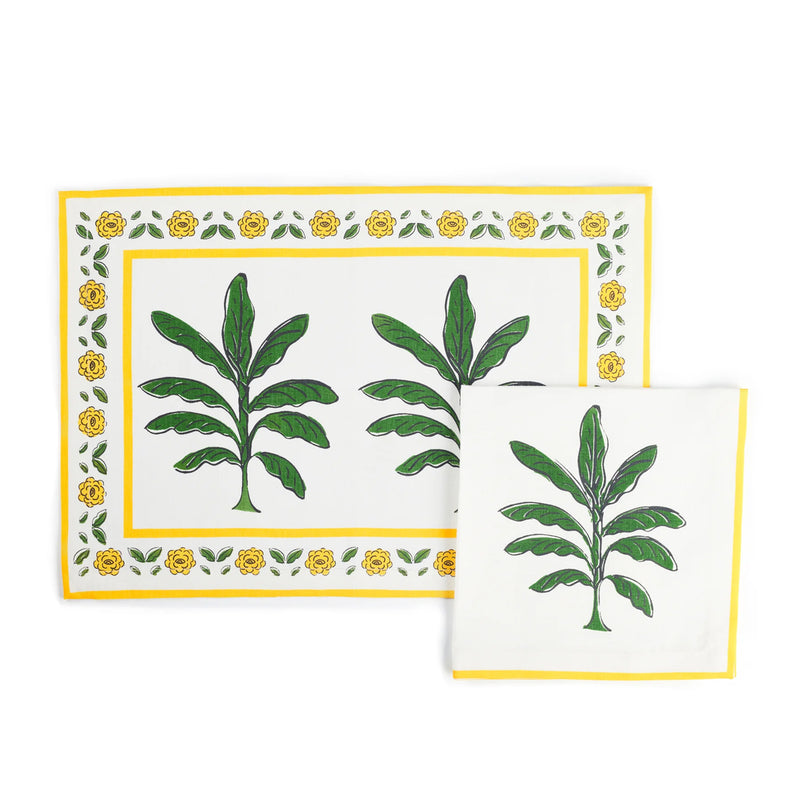 Set of Four Placemat & Napkin Palms