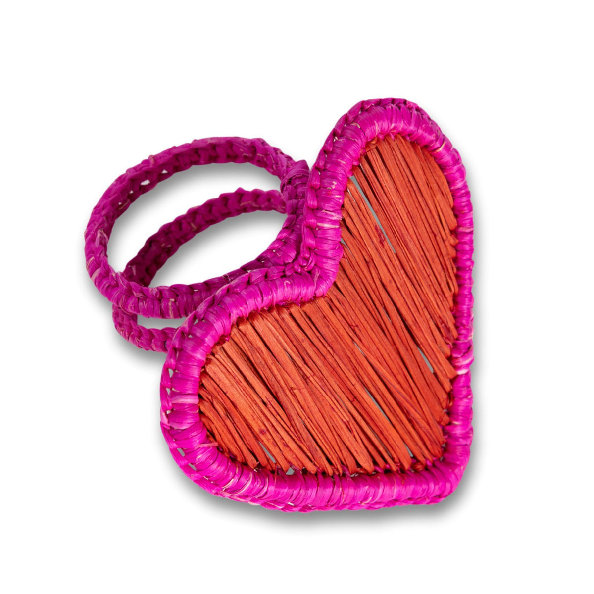 Nina Campbell Napkin Ring Red Heart Raffia against a white background