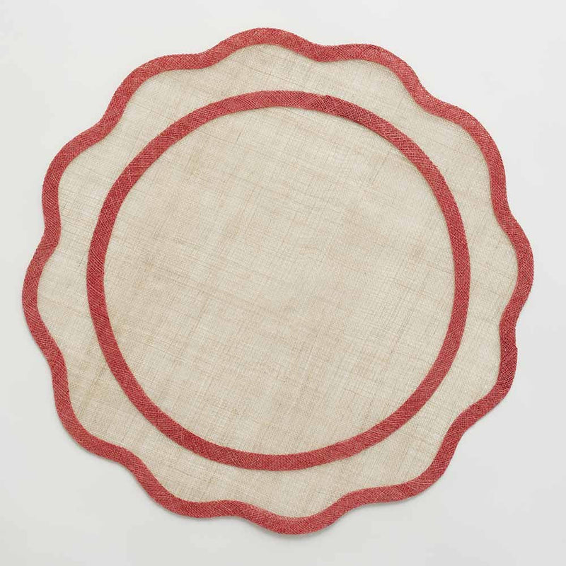 Placemat Scalloped- Red Rice Paper
