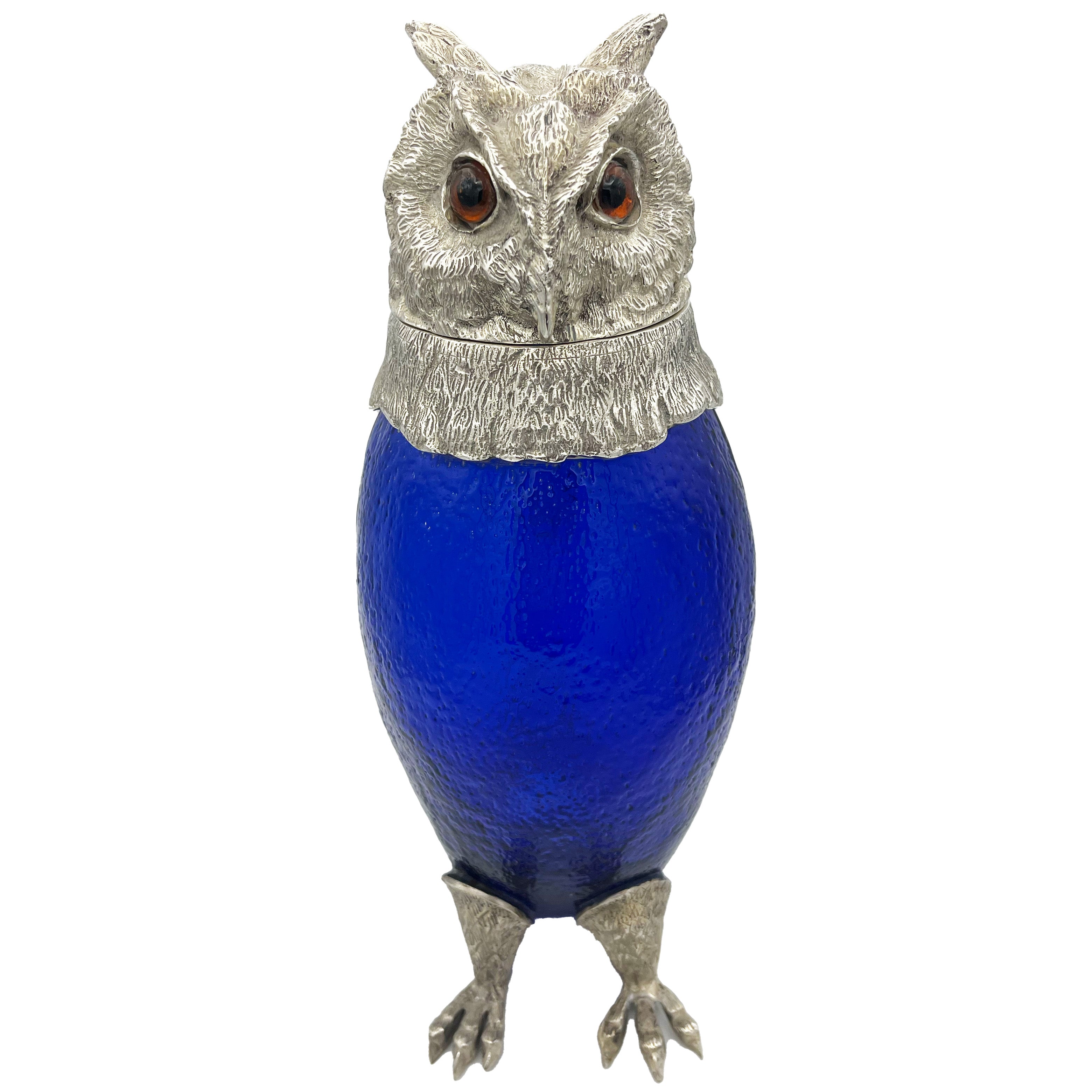 Antique Glass Owl Decanter early 20th Century