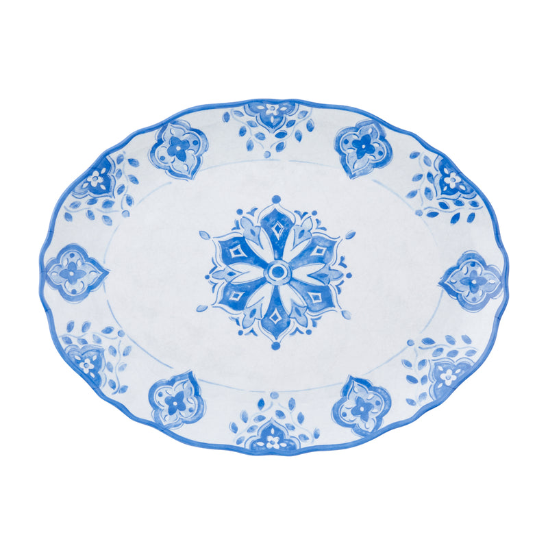 Melamine Oval Platter 16" - Moroccan Blue