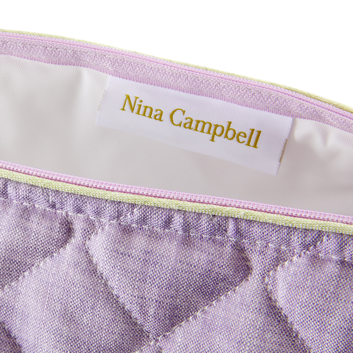 Nina Campbell Wash Bag Amethyst/Peridot close up