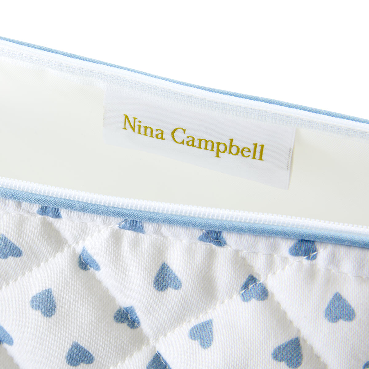 Nina Campbell Wash Bag Blue Heart close up