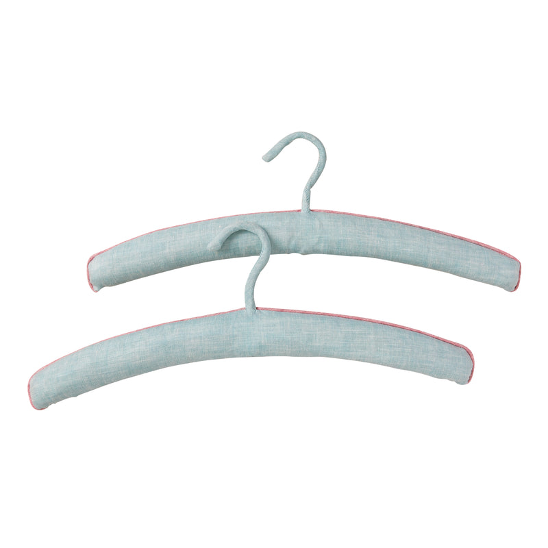 Pair of Linen Hangers - Aqua/Pink