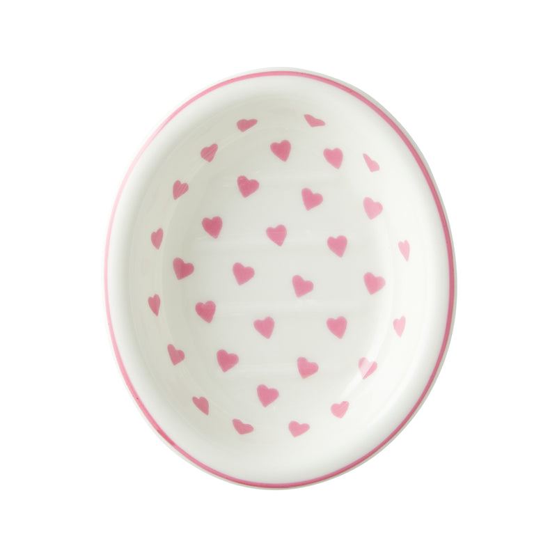 Oval Soap Dish - Pink Heart