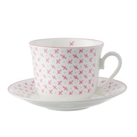 Nina Campbell Chatsworth Breakfast Cup & Saucer - Pink Sprig