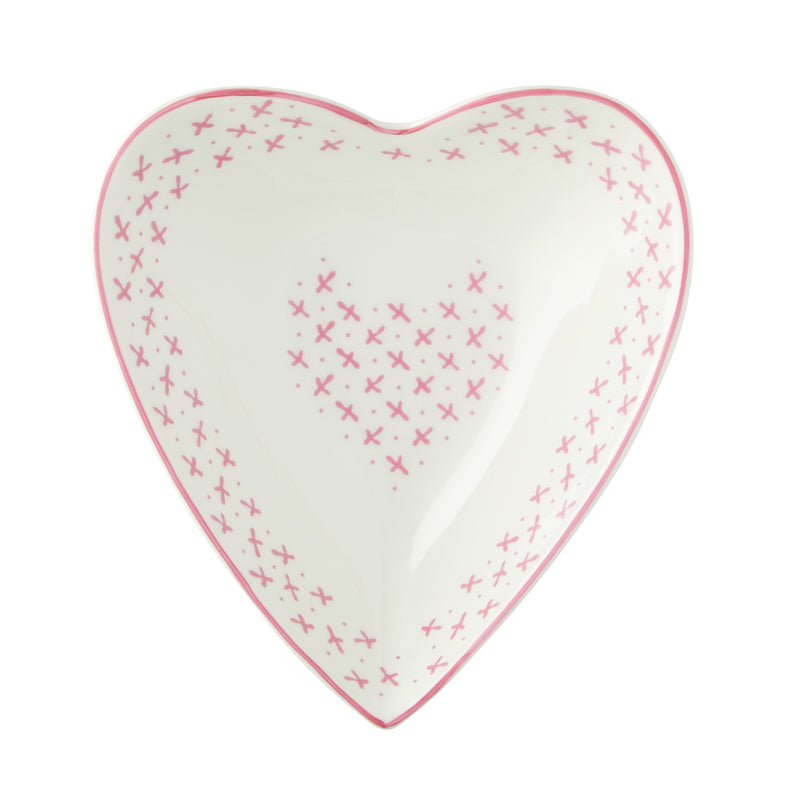 Medium Heart Dish - Pink Sprig