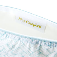 Nina Campbell Wash Bag Basketweave Aqua close up 