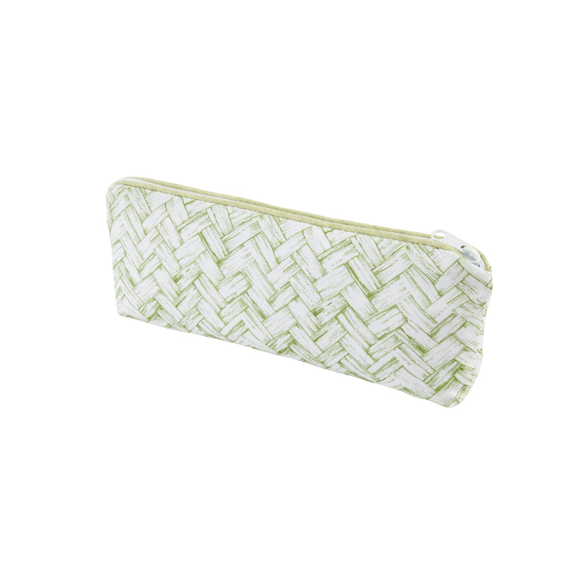 Nina Campbell Brush Bag Basketweave Green against a white background