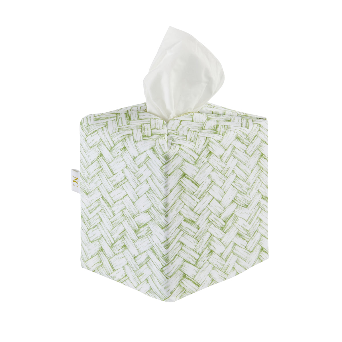 Tissue Box Cover - Basketweave Green
