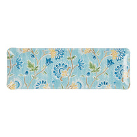 Nina Campbell Fabric Tray Oblong Indienne/Stripe Blue/Green against a white backgorund