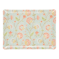 Nina Campbell Fabric Tray Medium Indienne/Stripe Aqua/Coral against a white background