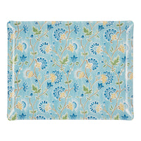 Nina Campbell Fabric Tray Large Indienne/Stripe Blue Green against a white background