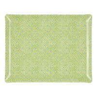 Nina Campbell Fabric Tray Large Batik Dots Green/Aqua against a white background