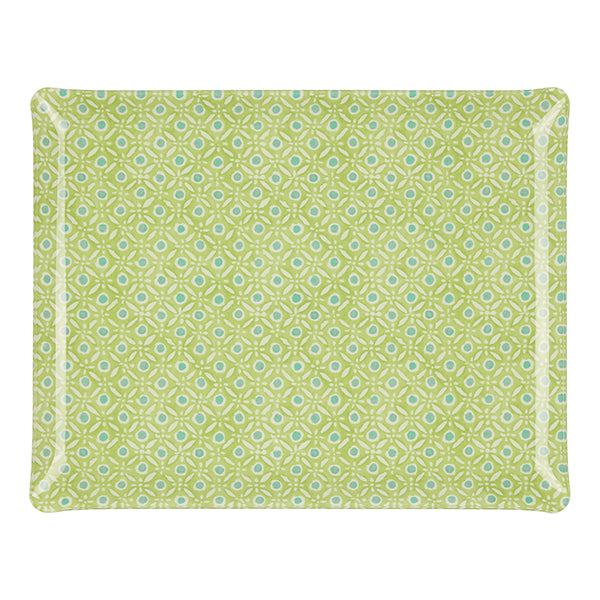 Fabric Tray Large 46X36 - Batik Dots - Green/Aqua