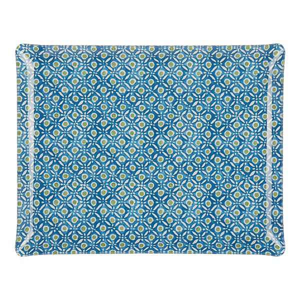Fabric Tray Large 46X36 - Batik Dots - Blue/Green