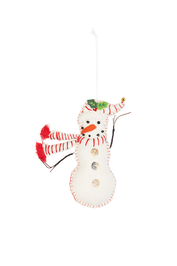 Decoration - Snowman White with Bells On