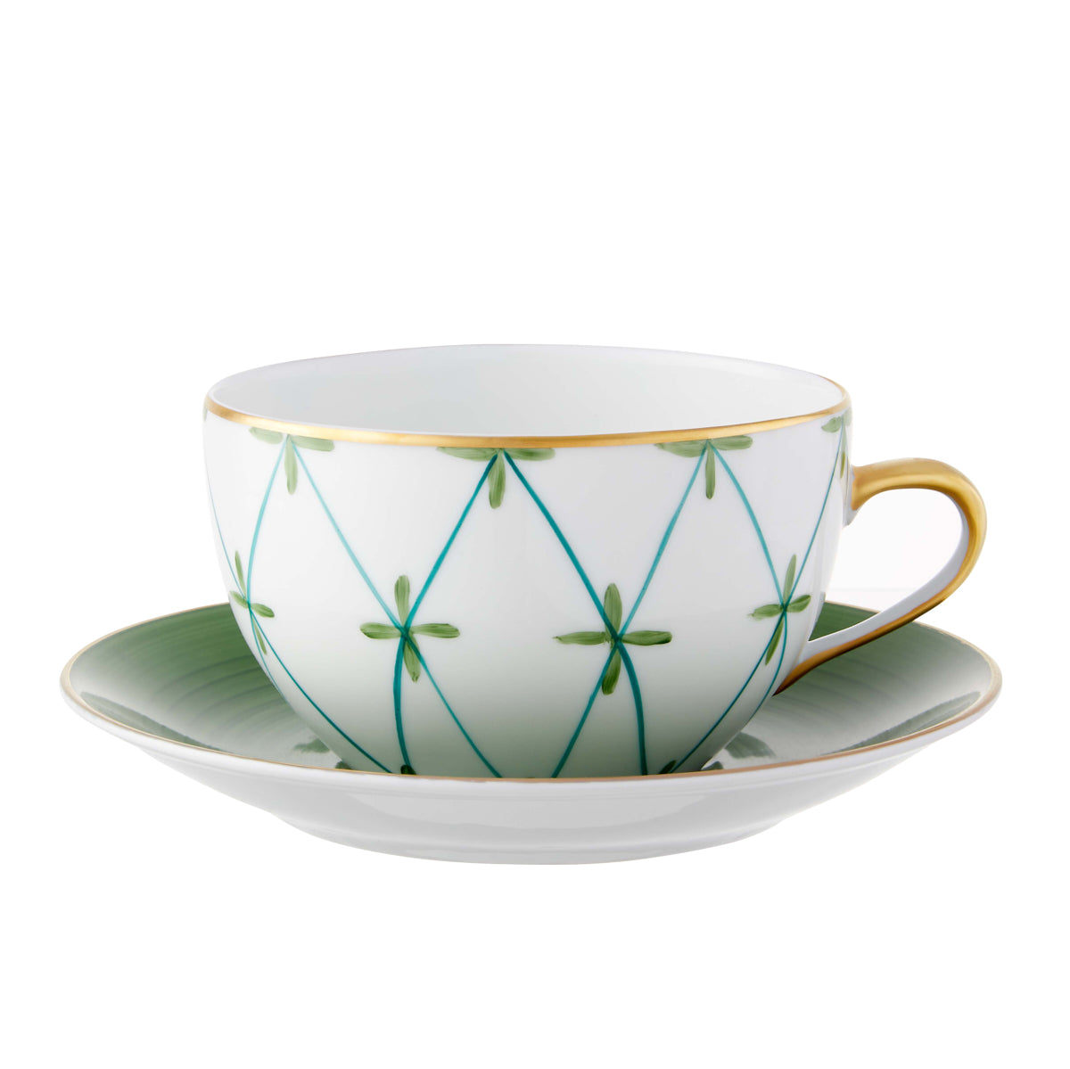 Breakfast Cup & Saucer Floral - Green