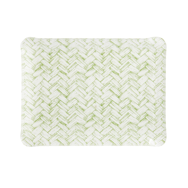 Fabric Tray Small 24X18 - Green Basketweave