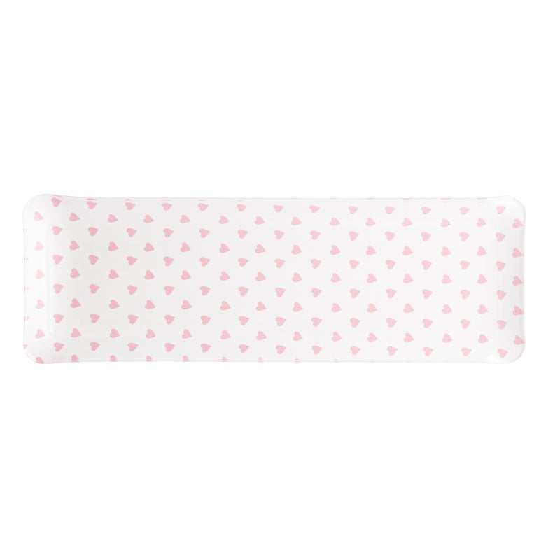 Fabric Tray Oblong 37X13 - Pink Heart