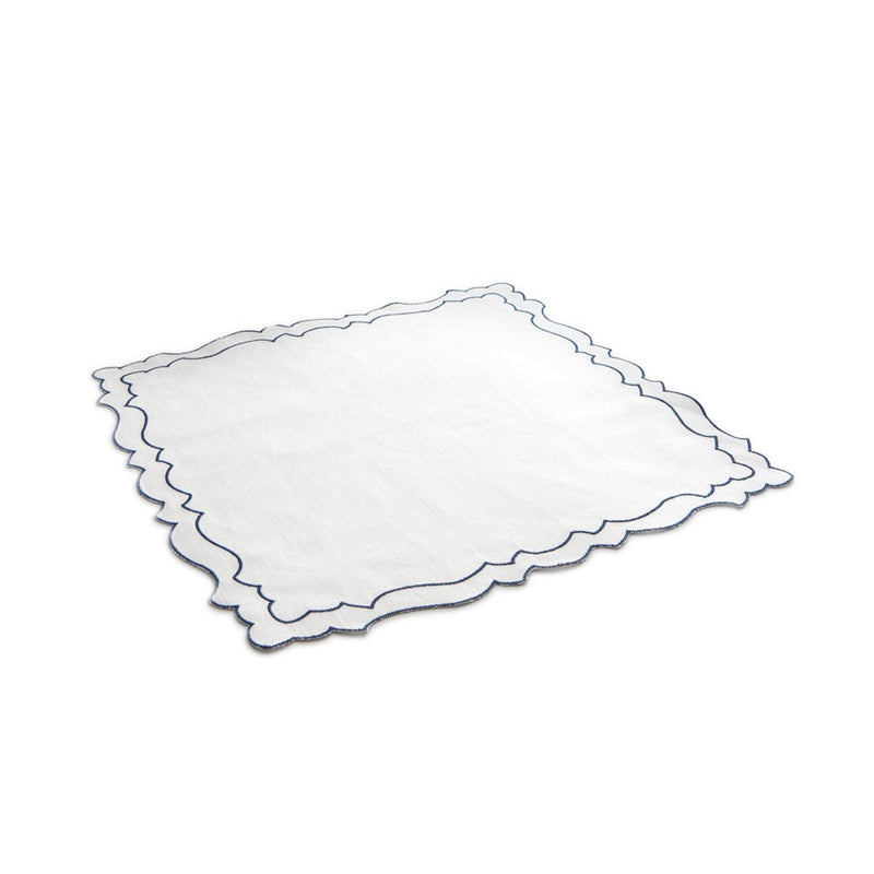 Placemat Coated Linen - White/Navy