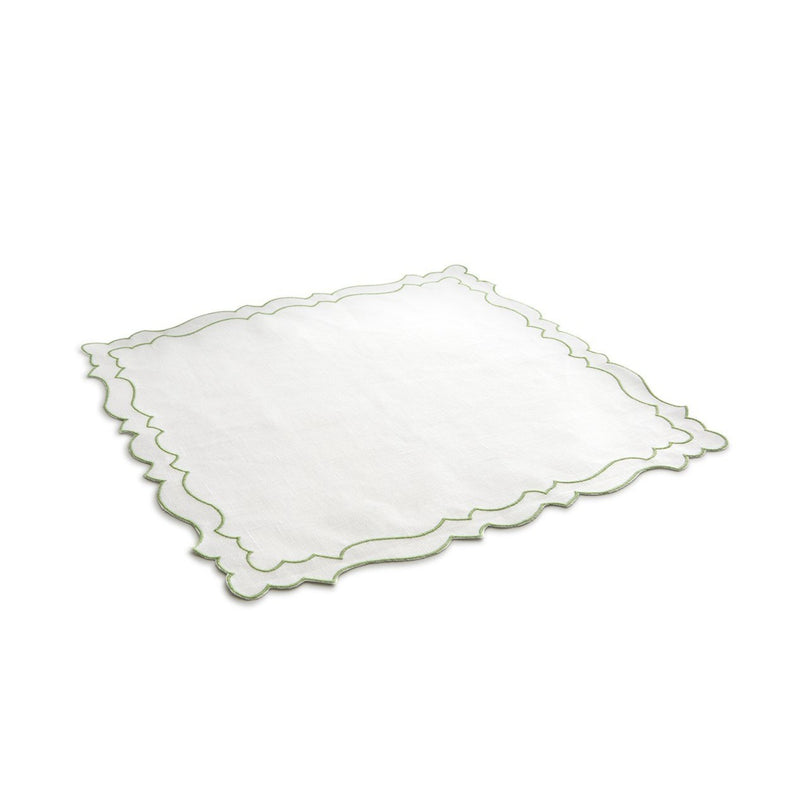 Placemat Coated Linen - White/Green