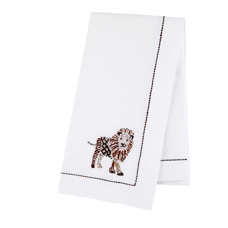 Nina Campbell Safari Napkin Lion against a white background