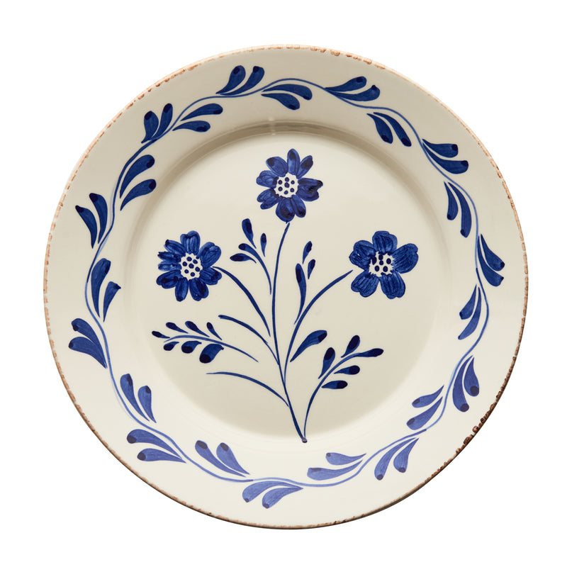 Dinner Plate - Blue 3 Flower/Vines