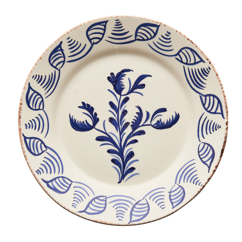 Dinner Plate - Blue 3 Flowers/Shells