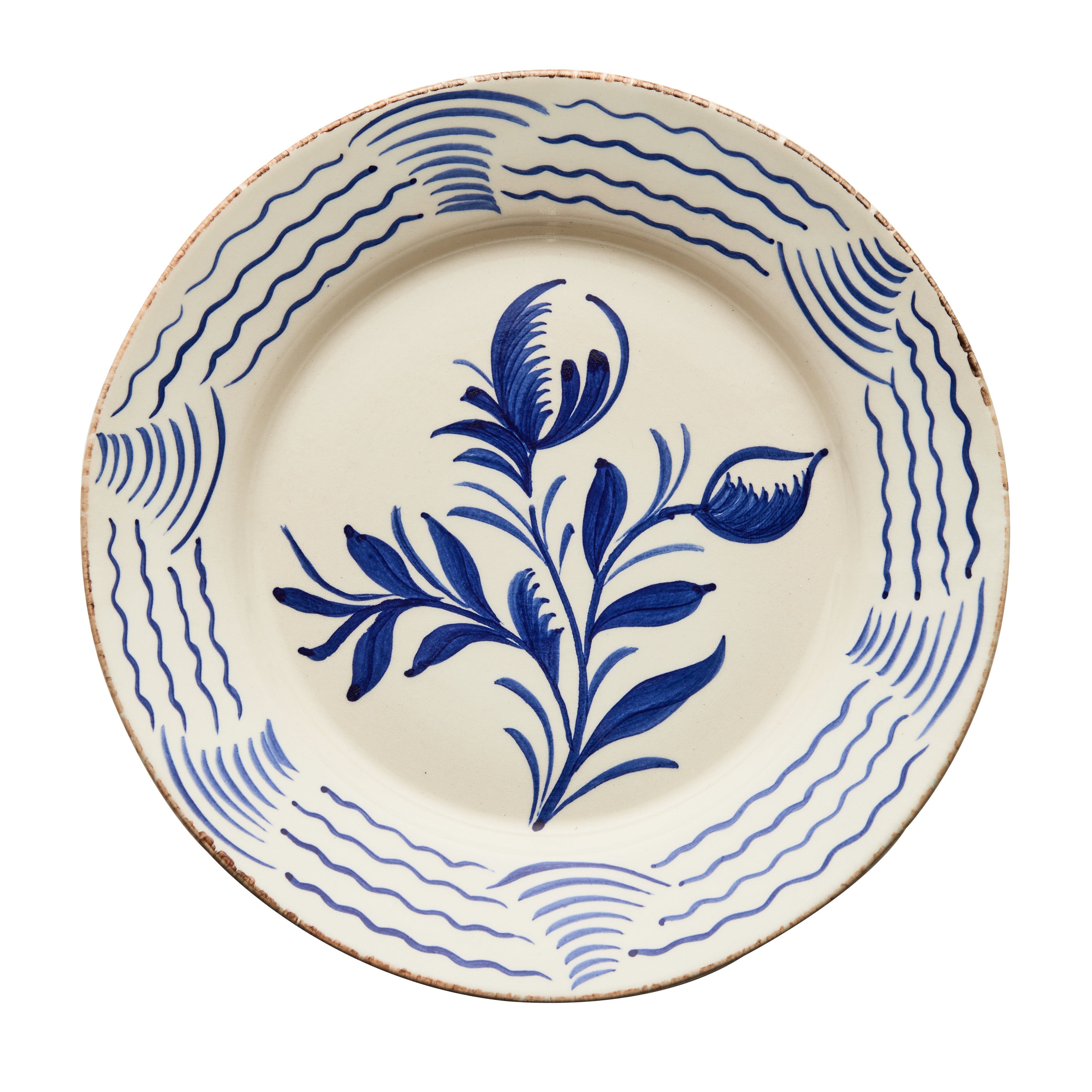 Dinner Plate - Blue Flower/Waves
