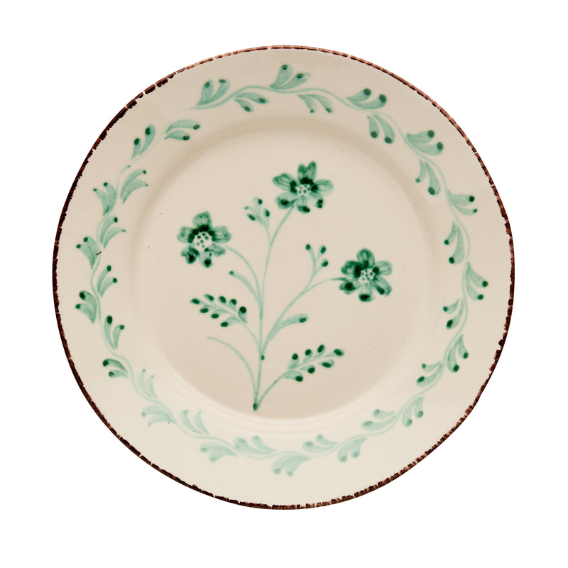 Dinner Plate - Green 3 Flower/Vines