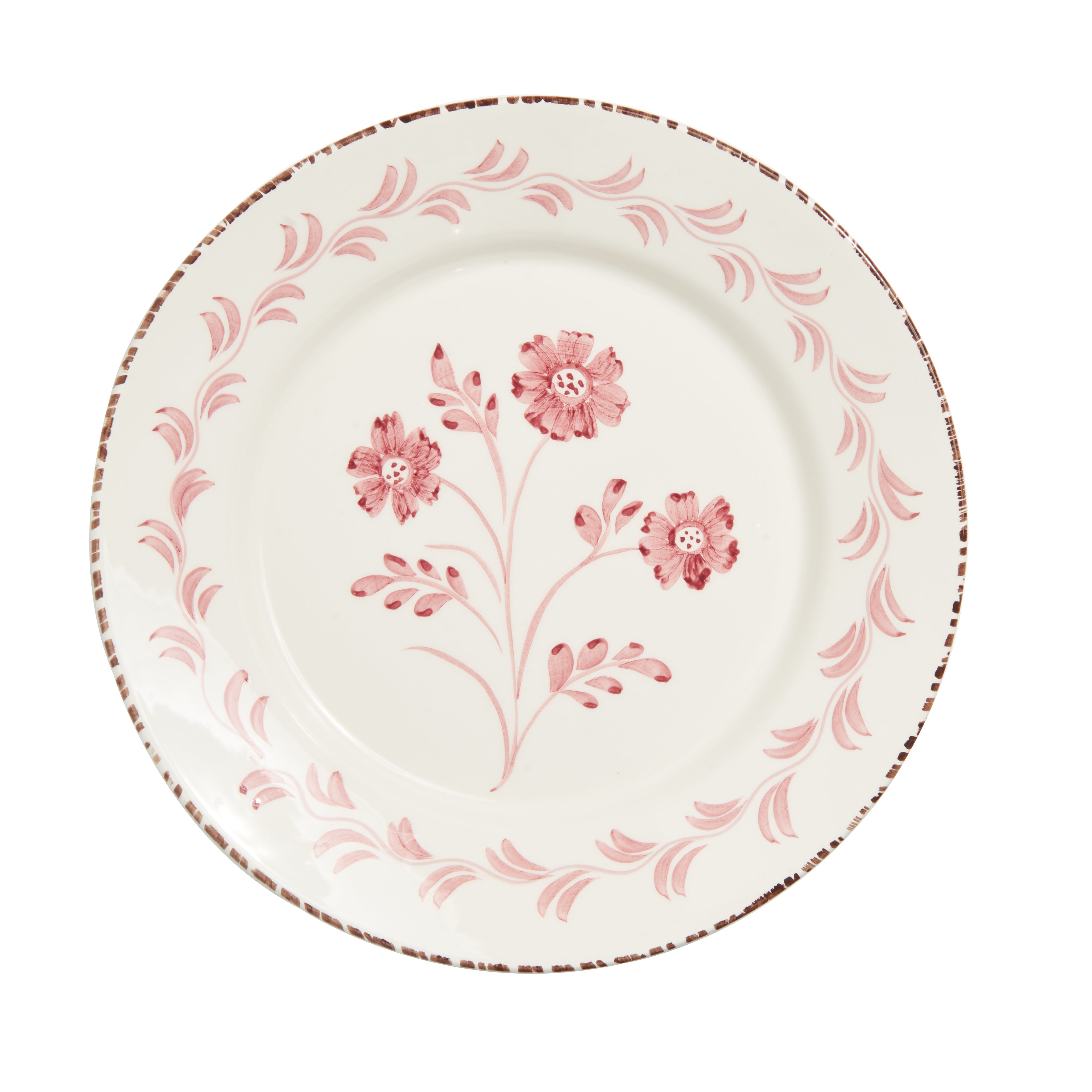 Dinner Plate - Pink 3 Flowers/Vines