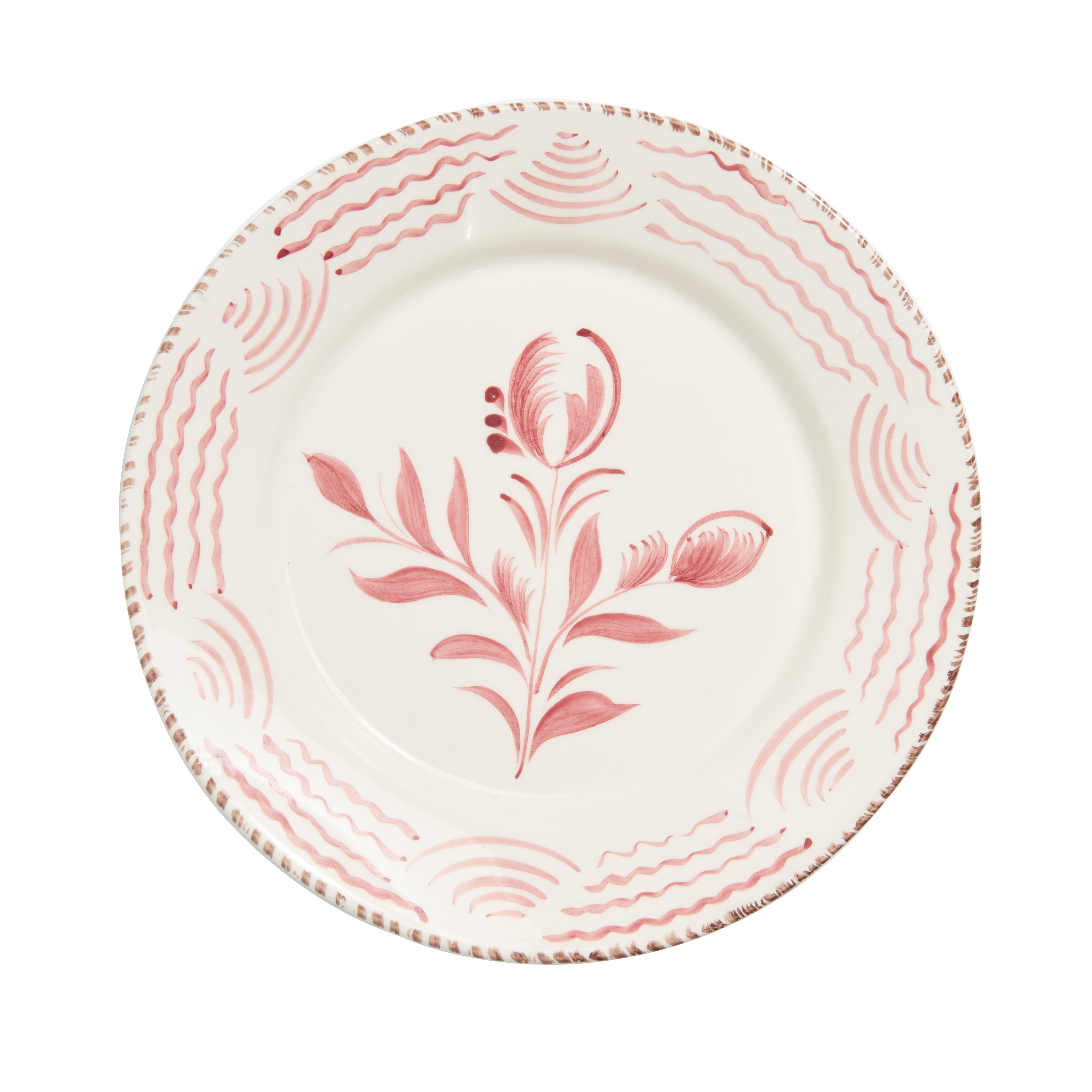 Dinner Plate - Pink Flower/Wave
