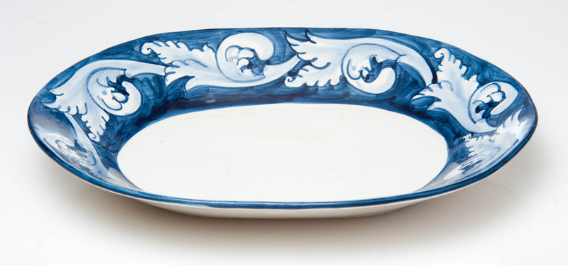 Platter 16" Oval - Blue/White Elena