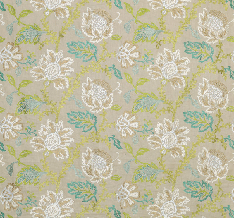 Coromandel Ivory/Green/Aqua Fabric - NCF4243-03