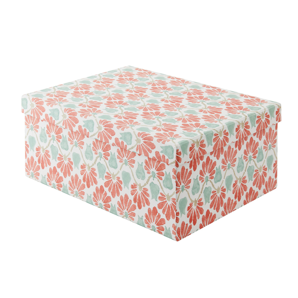 Storage Box Large Ginko Tulips Coral/Aqua