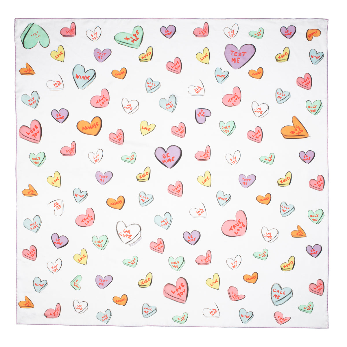 Love Hearts True Love 90x90 100% Silk Scarf