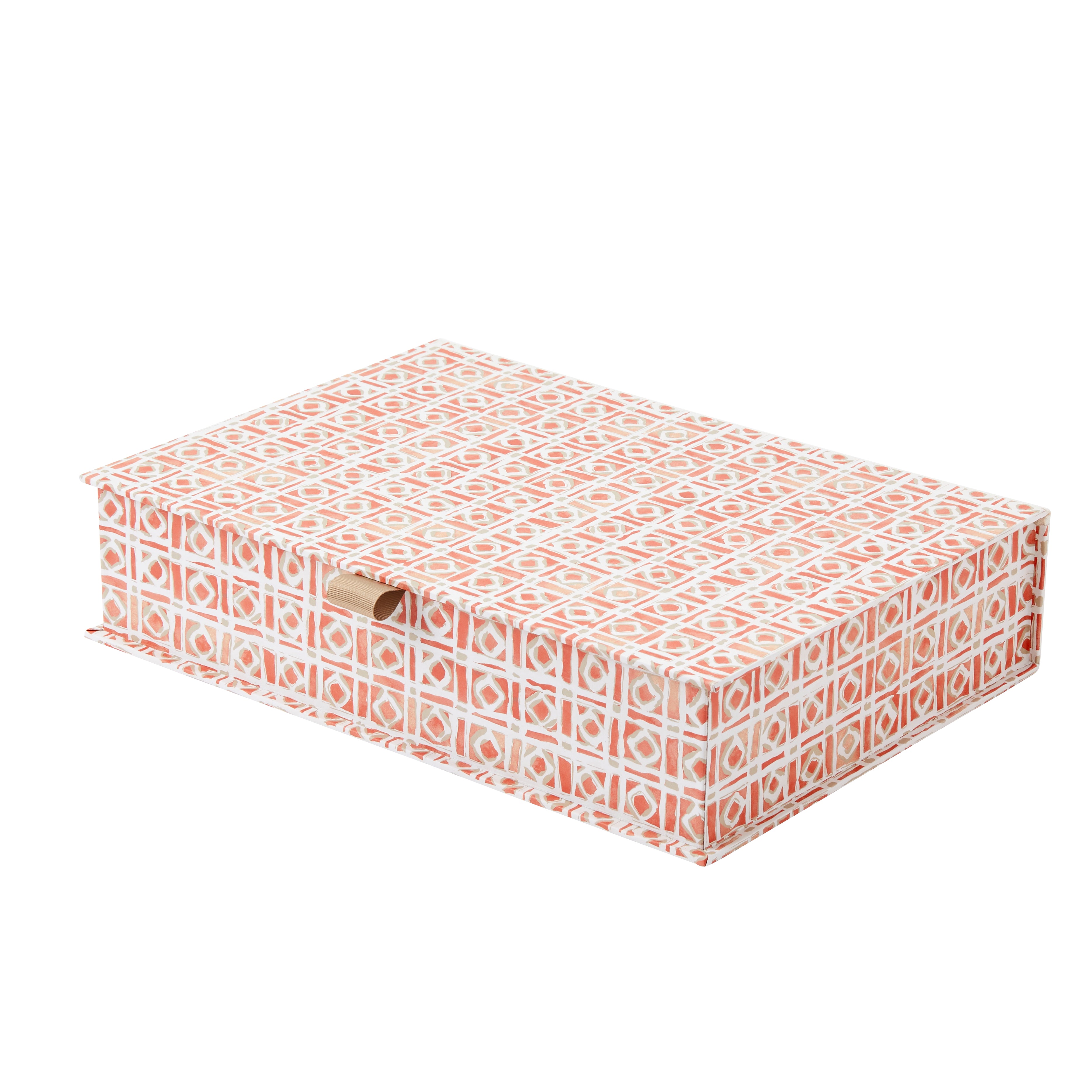 Storage Box Small GInko Tulips - Coral/Aqua – Nina Campbell