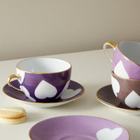 Breakfast Cup & Saucer Heart- Violet