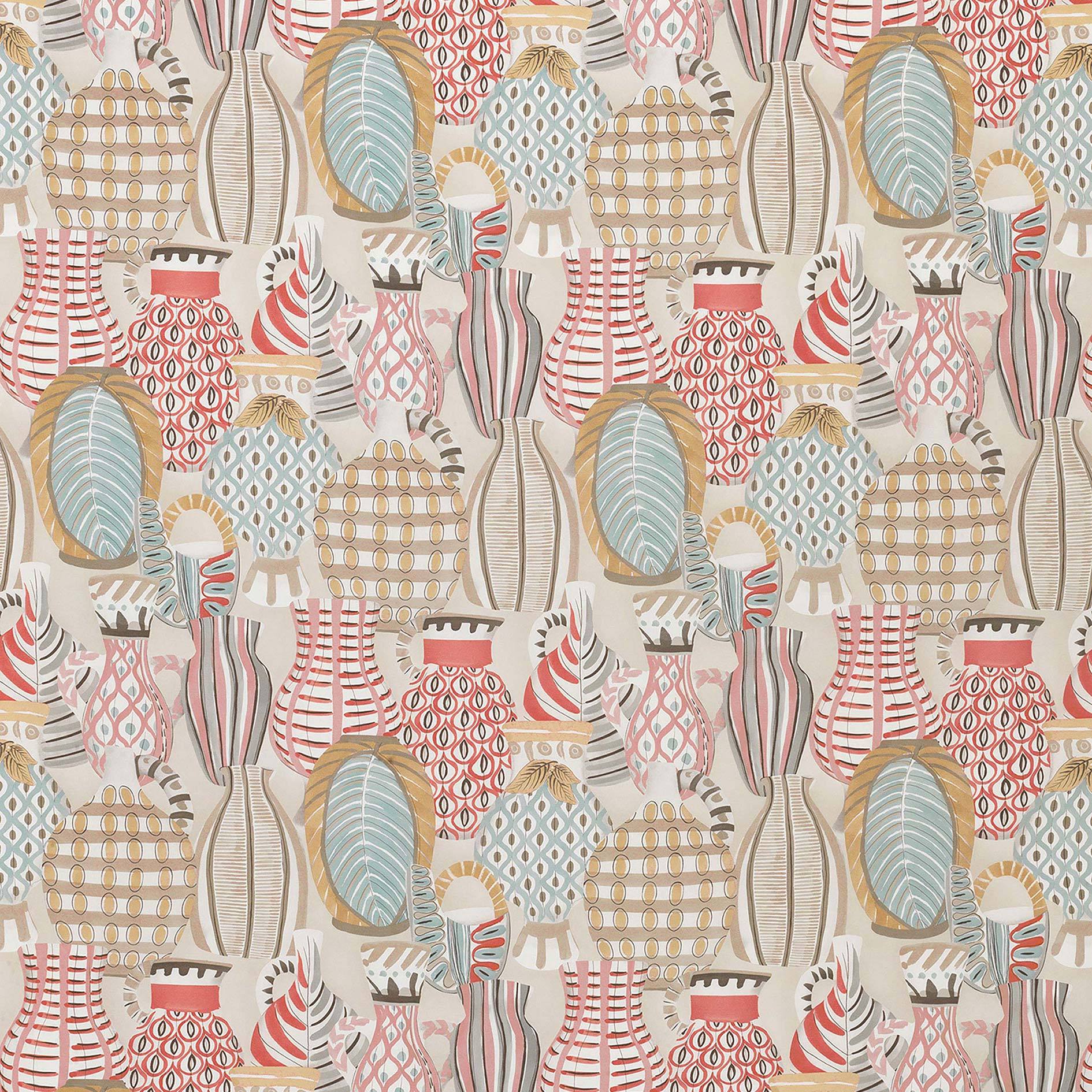 Nina Campbell Fabric - Les Rêves Collioure Coral/Duck Egg NCF4290-01